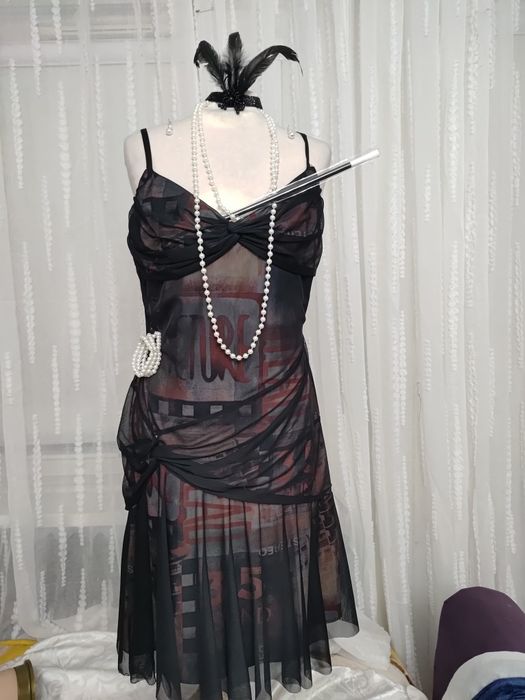 Strój przebranie lata 20-te sukienka dodatki rozmiar M