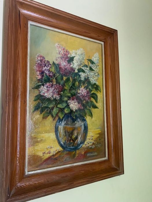 Bez w wazonie - obraz olejny na płótnie