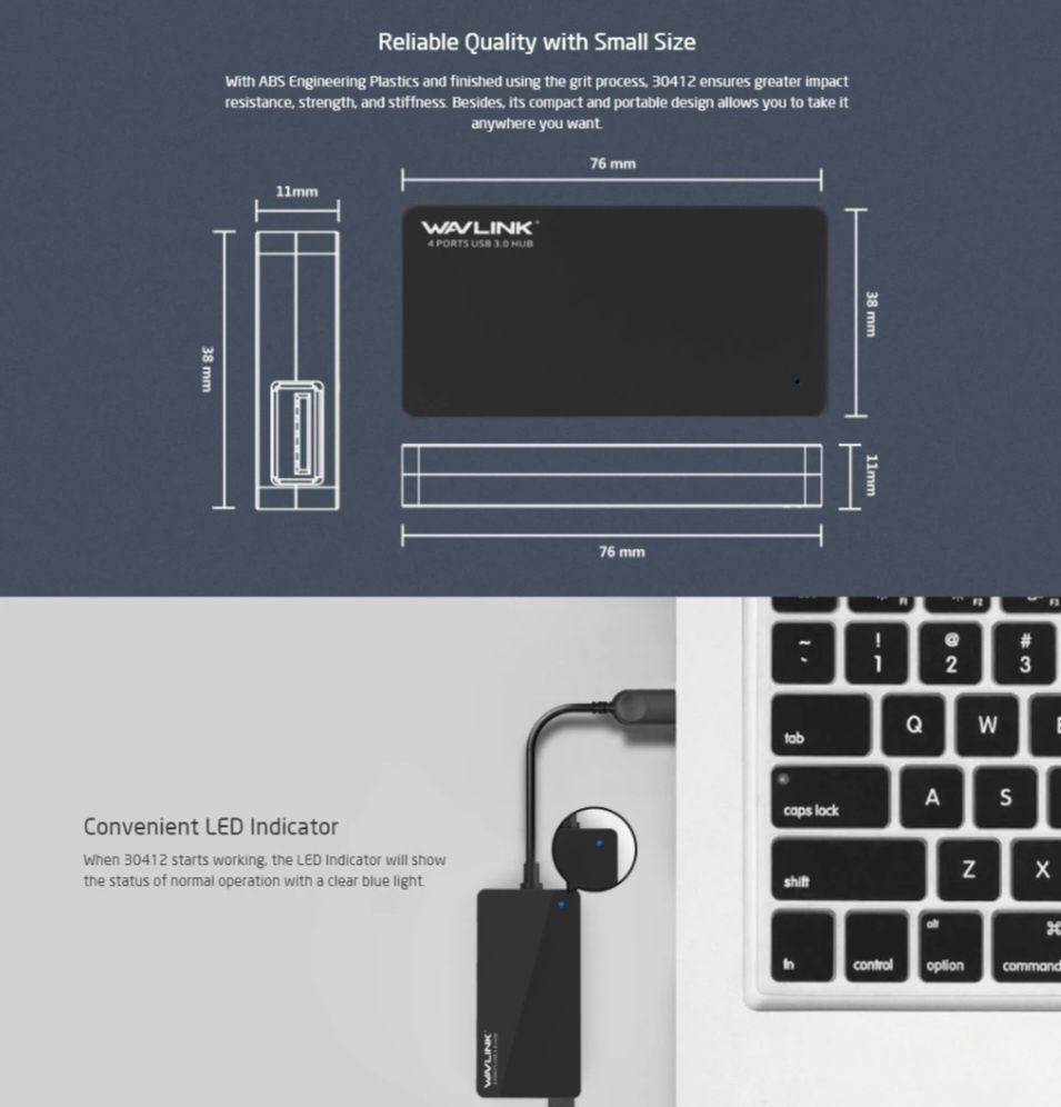 Wavlink WL-UH30412 4-portowy koncentrator USB 3.0