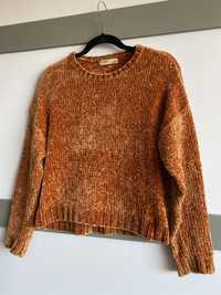 Sweter pomaranczowy jesienny dziany cieply modny stradivarius