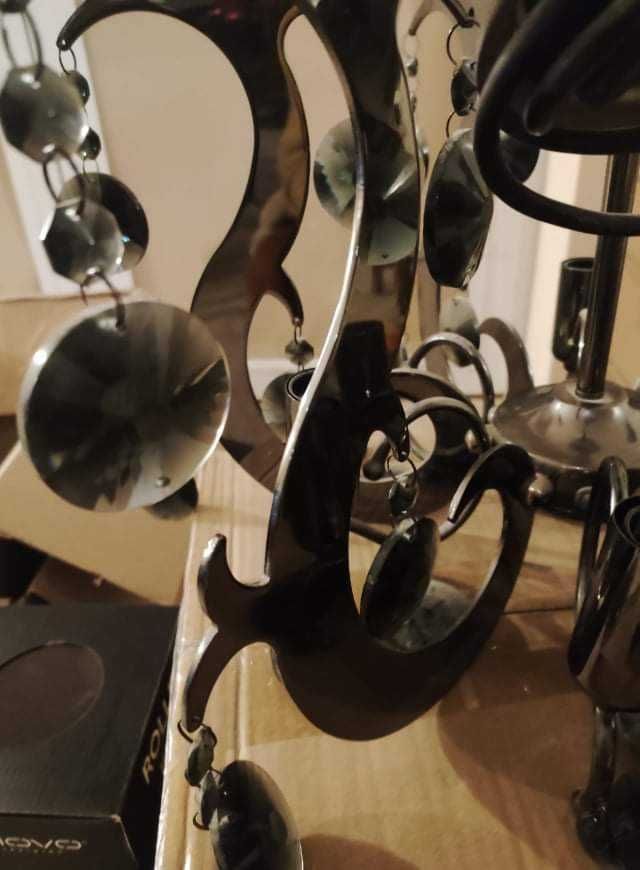 Piękny Żyrandol z ciemnymi Kryształami - Lampa