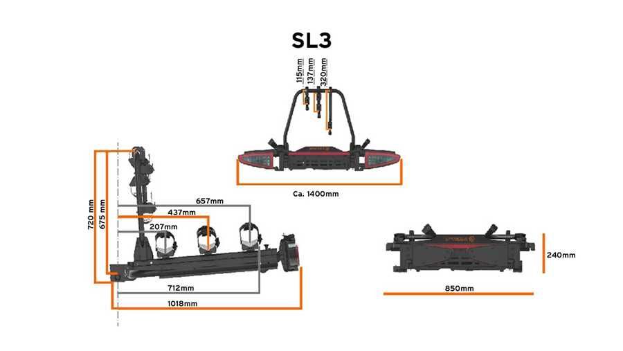 Bagażnik platforma rowerowa na hak SPINDER SL3 wysuwana składana VAN