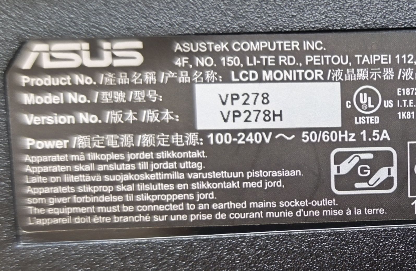Monitor ASUS de 27"