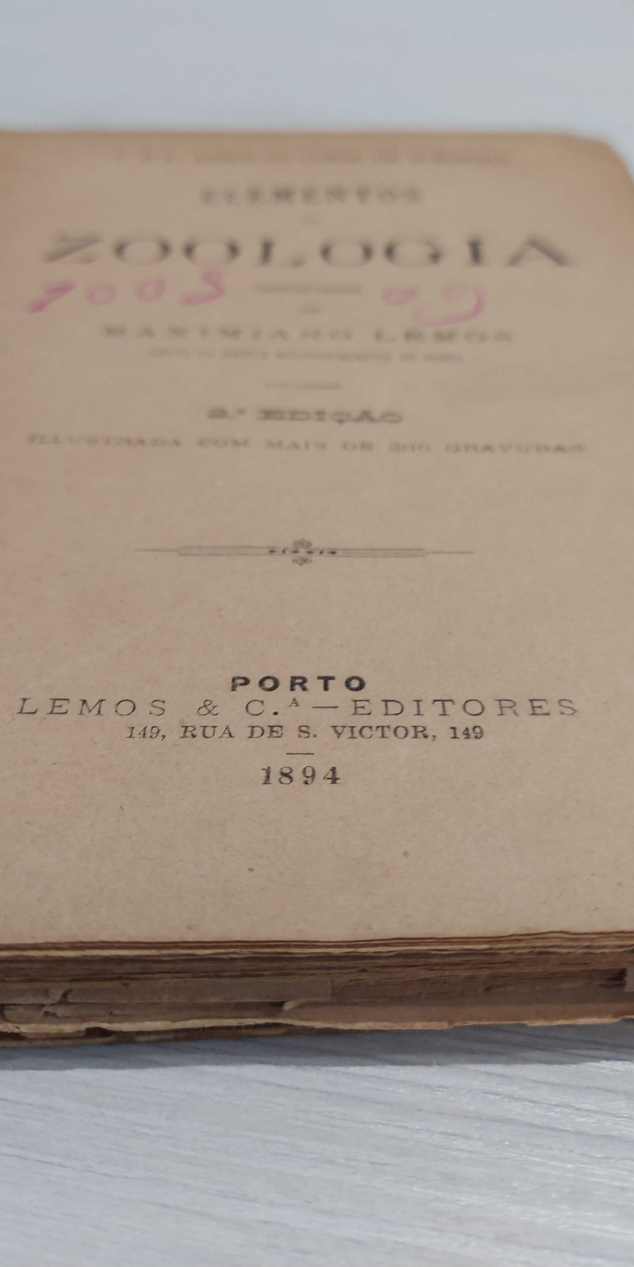 Elementos de zoologia - 1894 - de Maximiano Lemos