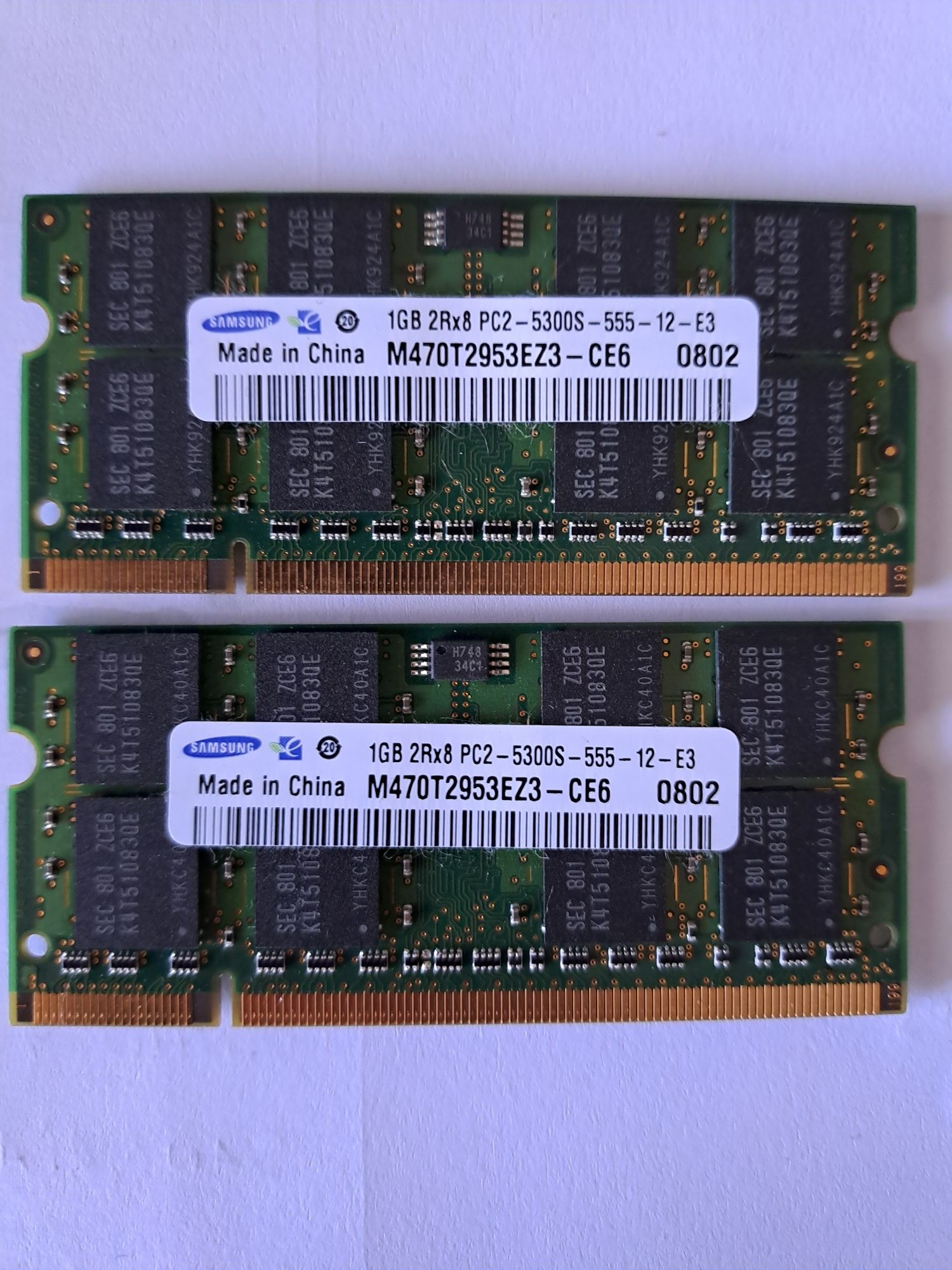 Memórias portátil 2x 1Gb