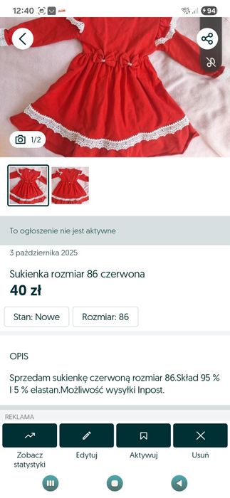 Sukienka 86 czerwona