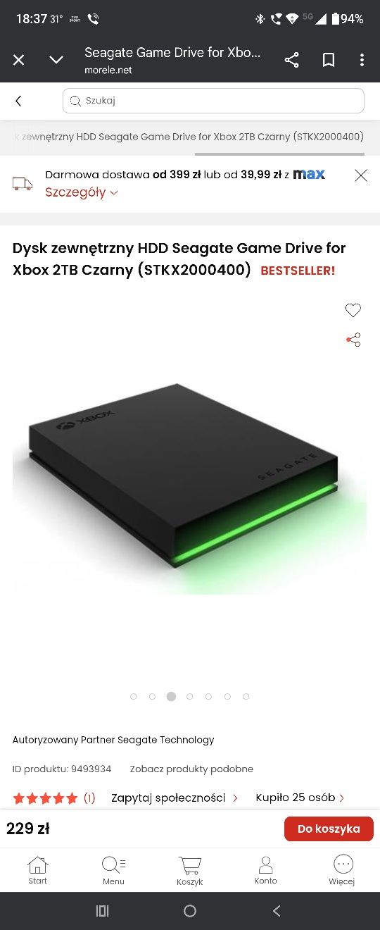 Dysk zewnętrzny HDD Seagate Game Drive for Xbox 2TB Czarny (STKX200040