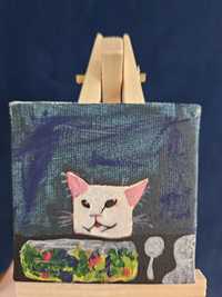 Kotek malowany na płótnie farbami akrylowymi