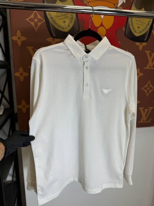 MEGA SALE -40% Мужской лонгслив Prada белая кофта осень-весна свитшот