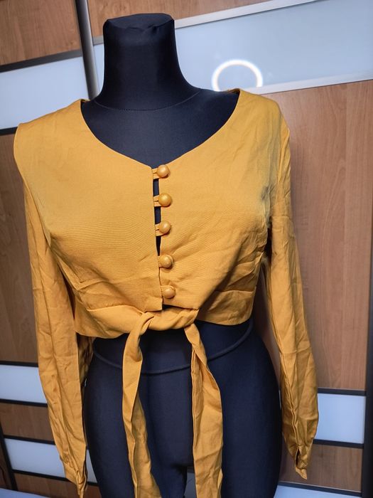 Stylowa musztardowa bluzka vintage L