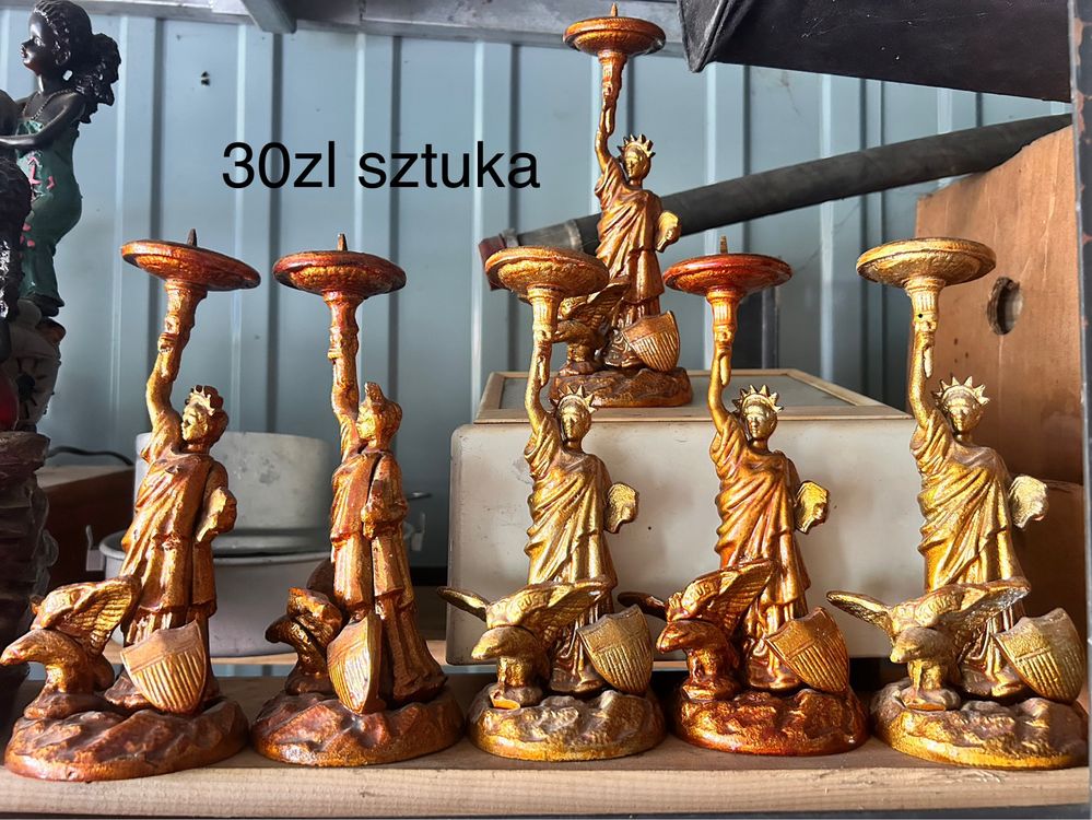 Stare swieczniki mosiezne metalowe ozdobne swiecznik potrójny