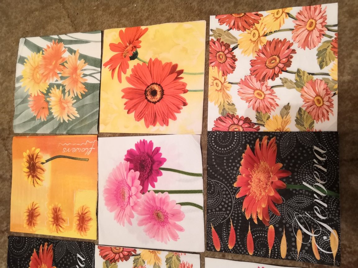 10 szt serwetek do decoupage same gerbery