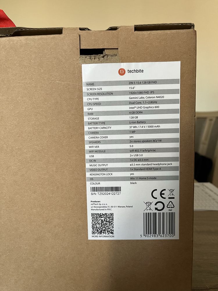 Nowy laptop techbite zin 5