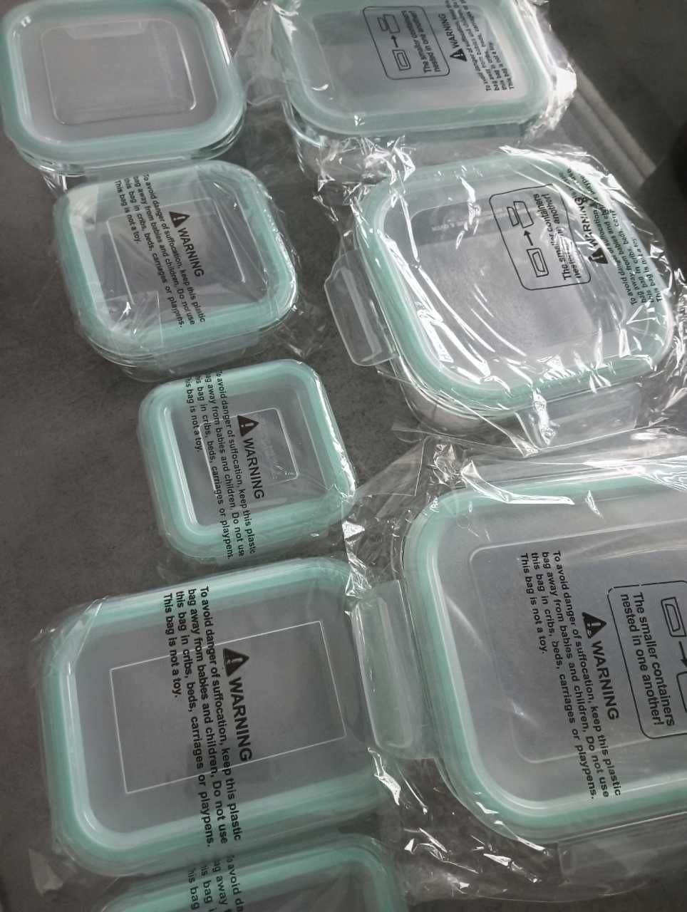 NOWY Zestaw 8 Szklanych Pojemników Na Żywność Lunchbox Mikrofala