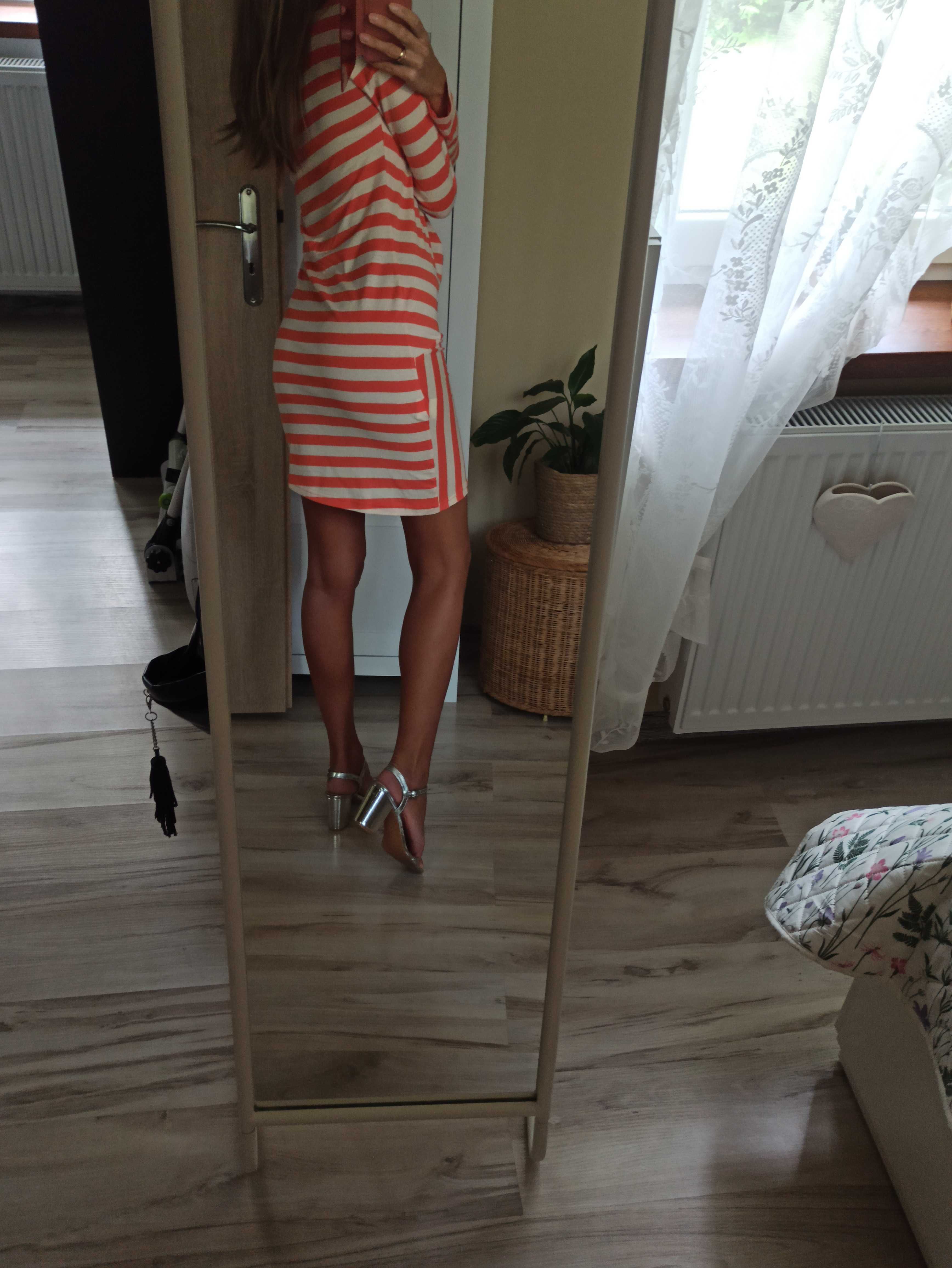 Sukienka tunika paski oversize marynarska XS S nowa z metką