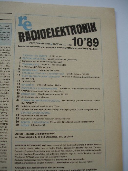 miesięcznik Radioelektronik 10/1989