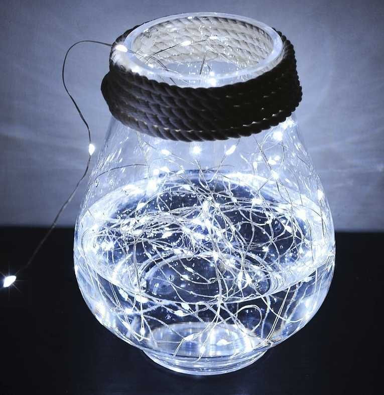 LAMPKI DRUCIKI 100 LED Na Baterie BIAŁY CIEPŁY Drucik 10M Girlanda