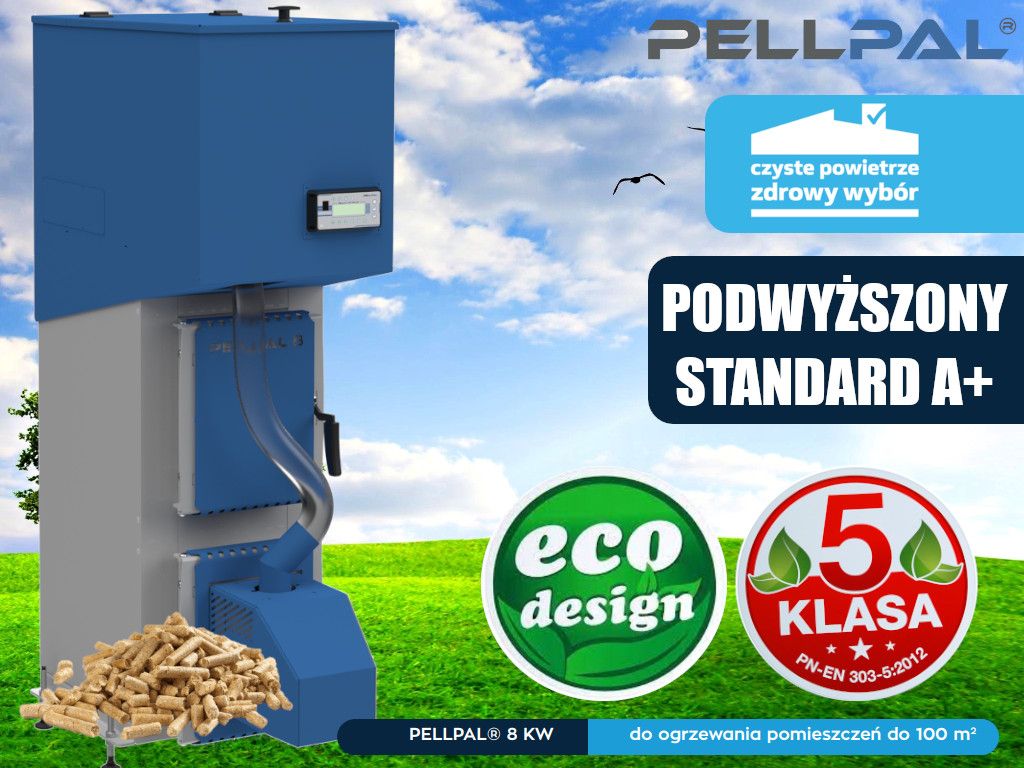 Kocioł kotły PELLPAL Pleszew podajnik na pellet 8kW SLIM 5klasa Ecodes