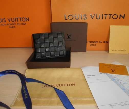 Louis Vuitton portmonetka Czarny portfel męski skóra 55-009В