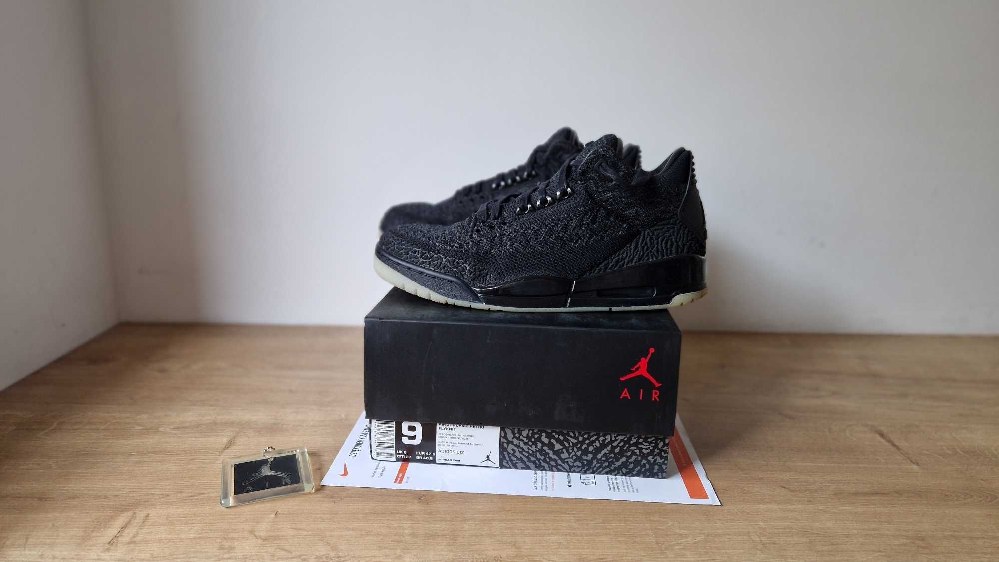 Jordan 3 Retro Flyknit Black Cat 42,5 EUR = 9 US 9US