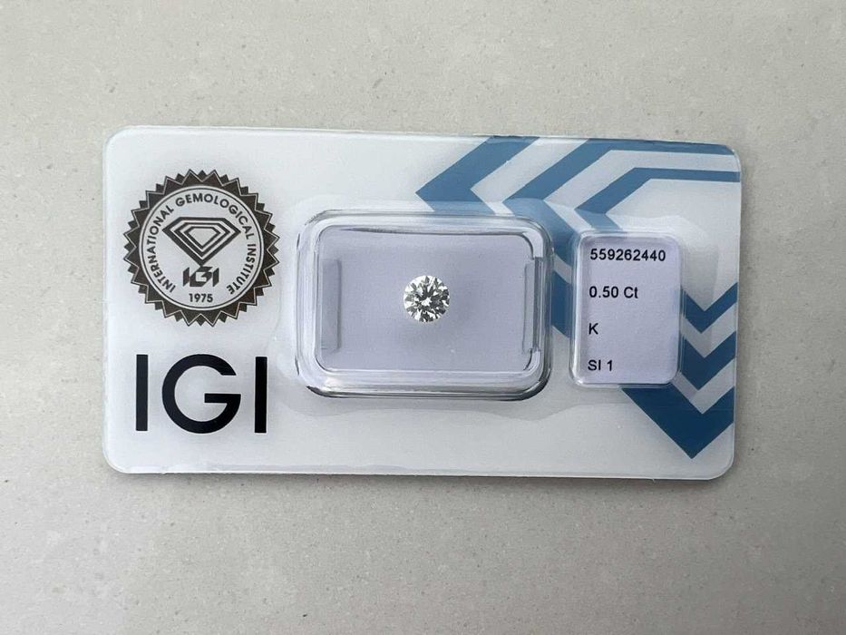 Diament Naturalny 0,50ct. K/SI1, Ex + Certyfikat IGI, Brylant