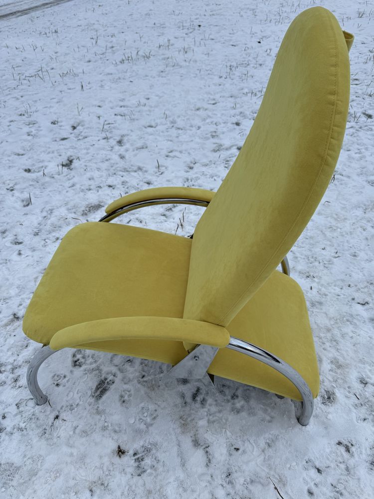 Unikat szezlong fotel rozkładany leżanka żółty designerski lata 70