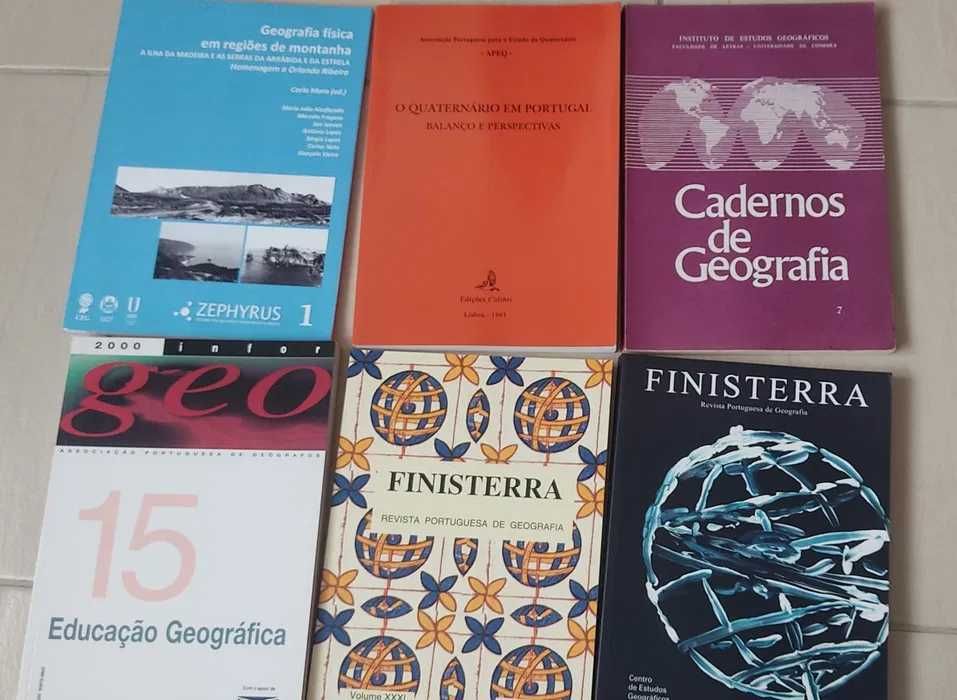 Livros variados sobre geografia