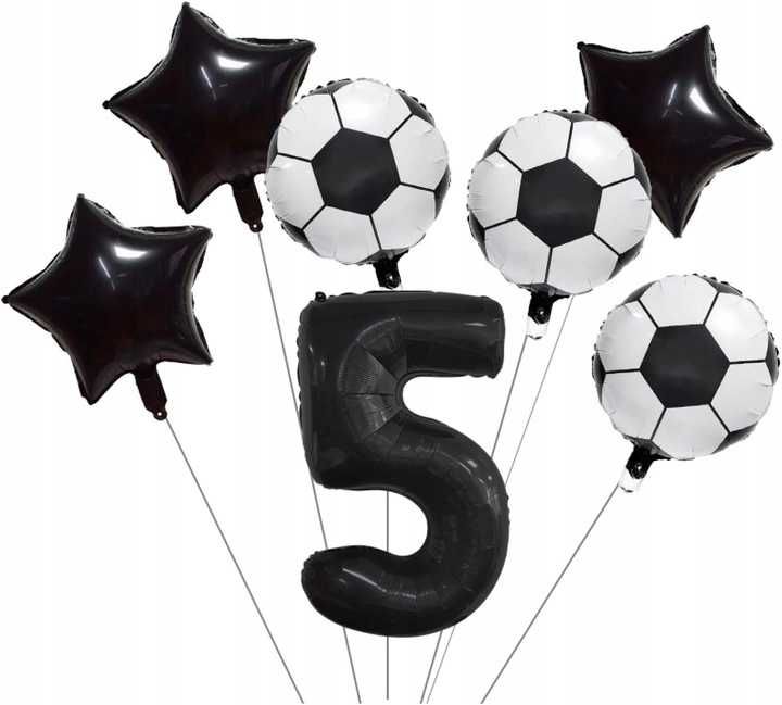Zestaw balonów balon foliowy 5 urodziny piłka nożna cyfra 5 na hel