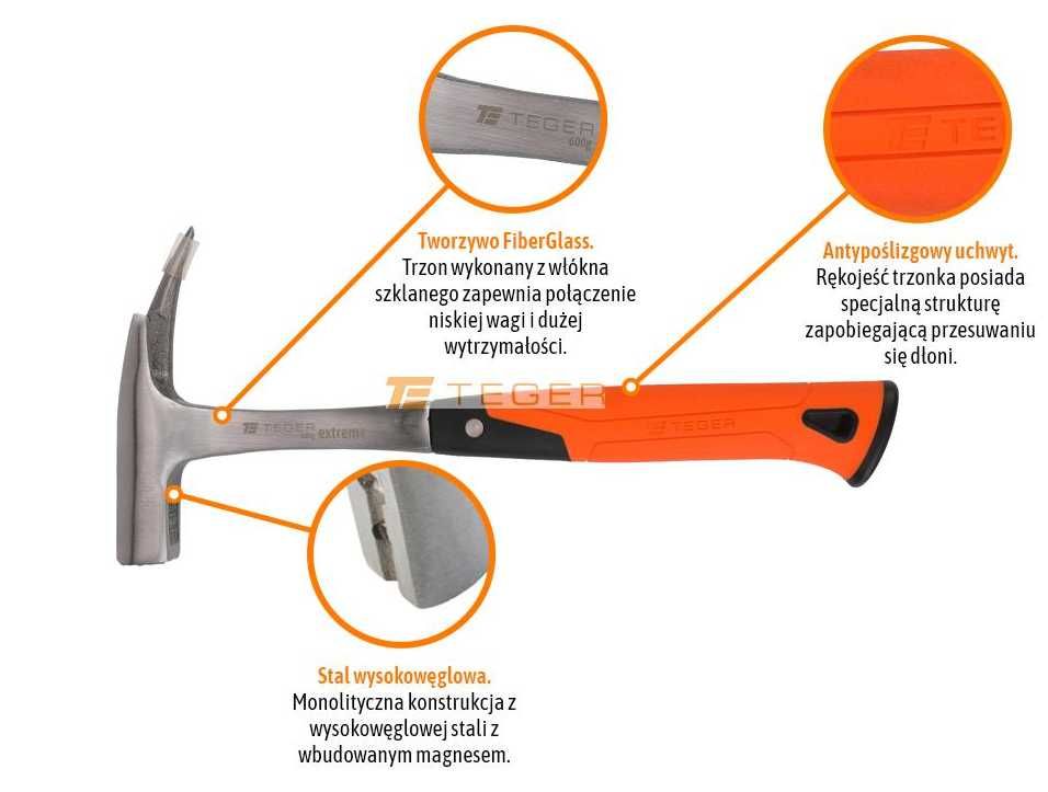 TEGER Młotek ciesielski monoblock 600 g Extreme