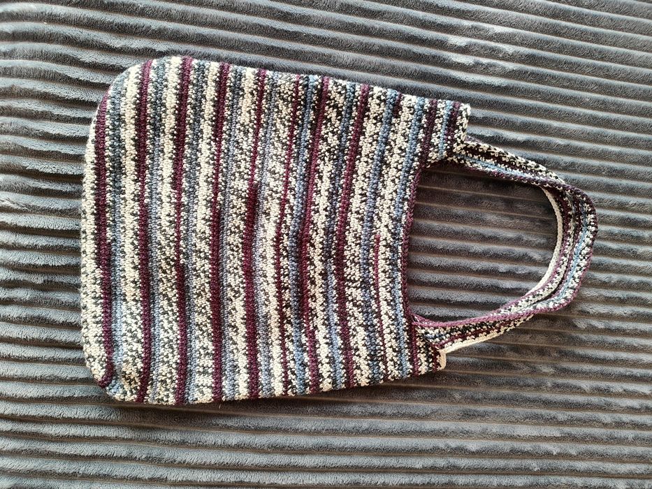Duża torba handmade ręcznie robione na szydełku kolorowa w paski