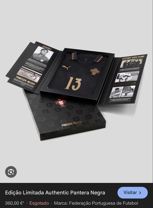 Camisola Seleção Edição Limitada Authentic Pantera Negra Eusébio