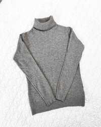 rozciągliwy sweter z golfem szary melanż XS / 34 wiskoza