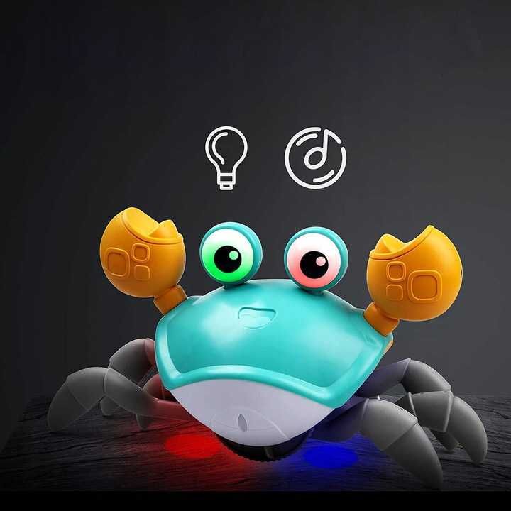 Uciekający Krab Zabawka Interaktywna Do Raczkowania Robot LED USB