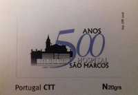Filatelia - 500 anos Hospital S.Marcos Braga folha 25 selos