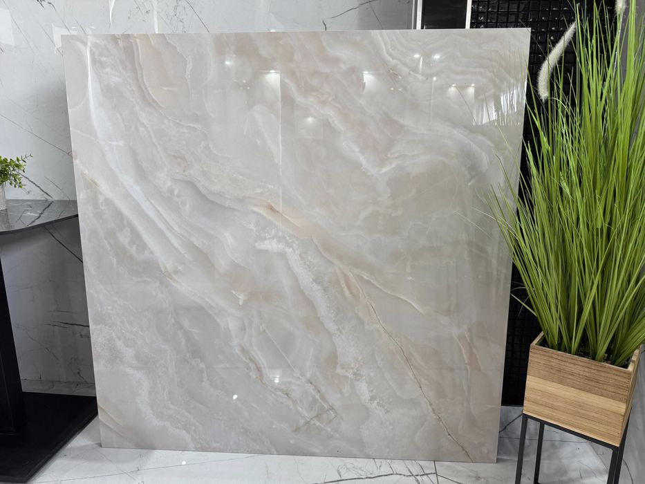 Płytka gresowa polerowana ONYX kremowy 120x120 – luksusowy POŁYSK!
