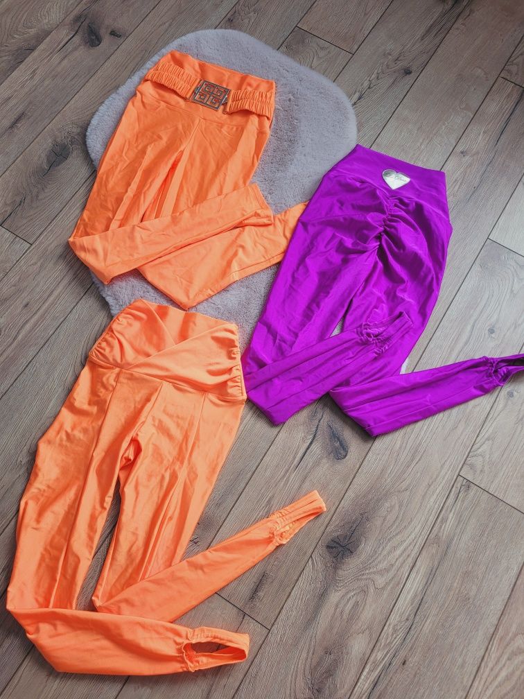 Leginsy Lycra La Diva pomarańcz fiolet polski producnt