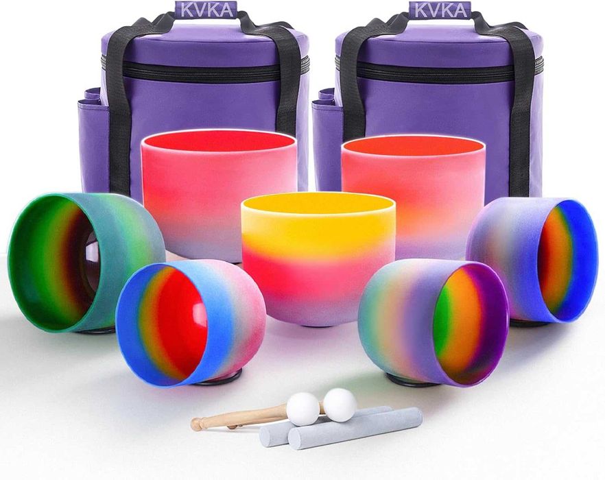 7 kryształowych mis śpiewających KVKA, 432 Hz do terapii i medytacji