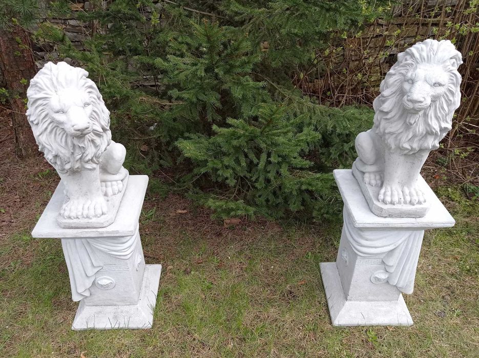 2 x Lew na Postumencie z Betonu - Rzeźby Figurki Dekoracje Betonowe !