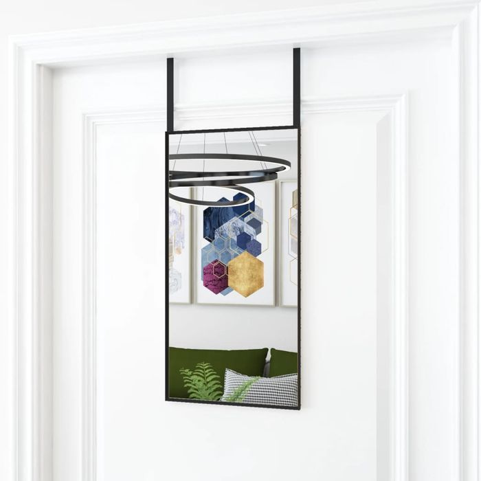 Lustro Na Drzwi, Czarne, 30X60 Cm, Szkło I Aluminium
