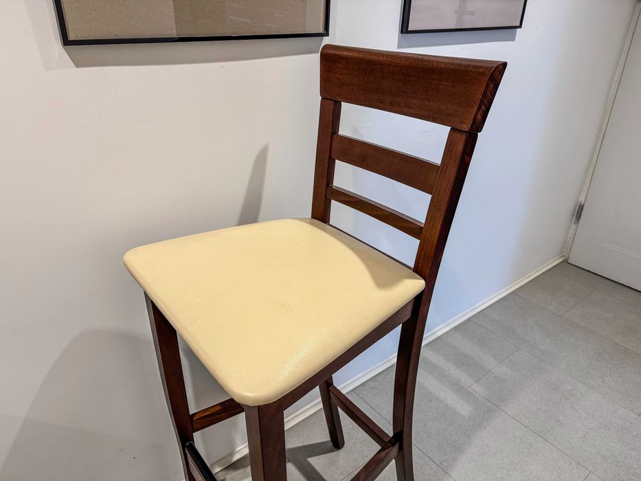 Krzesła barowe kuchenne 2 szt. lite drewno