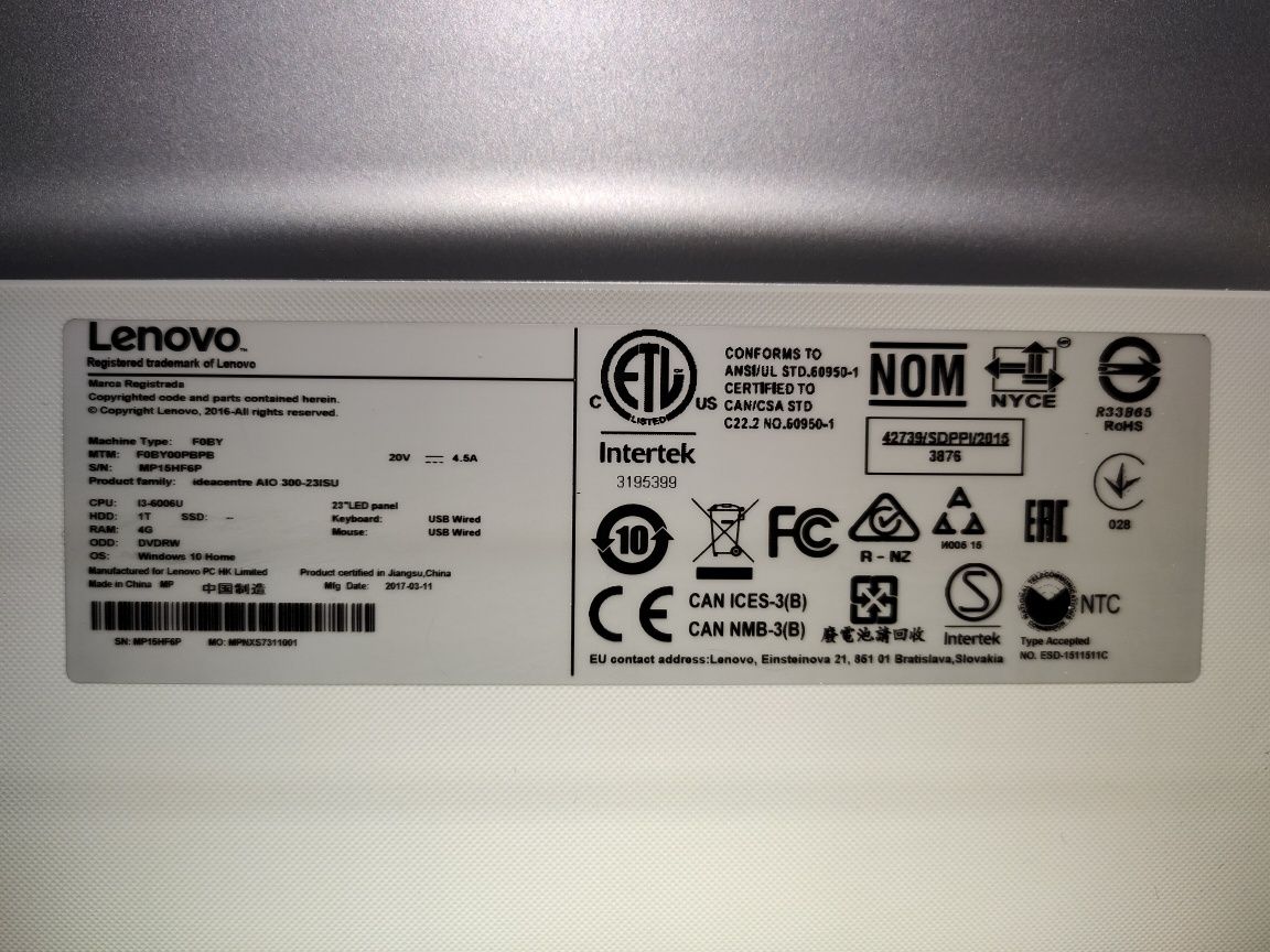 Komputer Lenovo AiO 300-23ISU