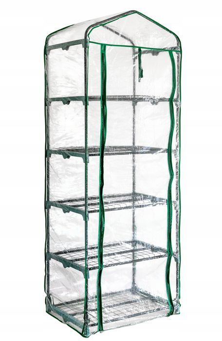 Mini Szklarnia Balkonowa Ogrodowa 5 Półek Pionowa Foliak 190X69X50 Cm
