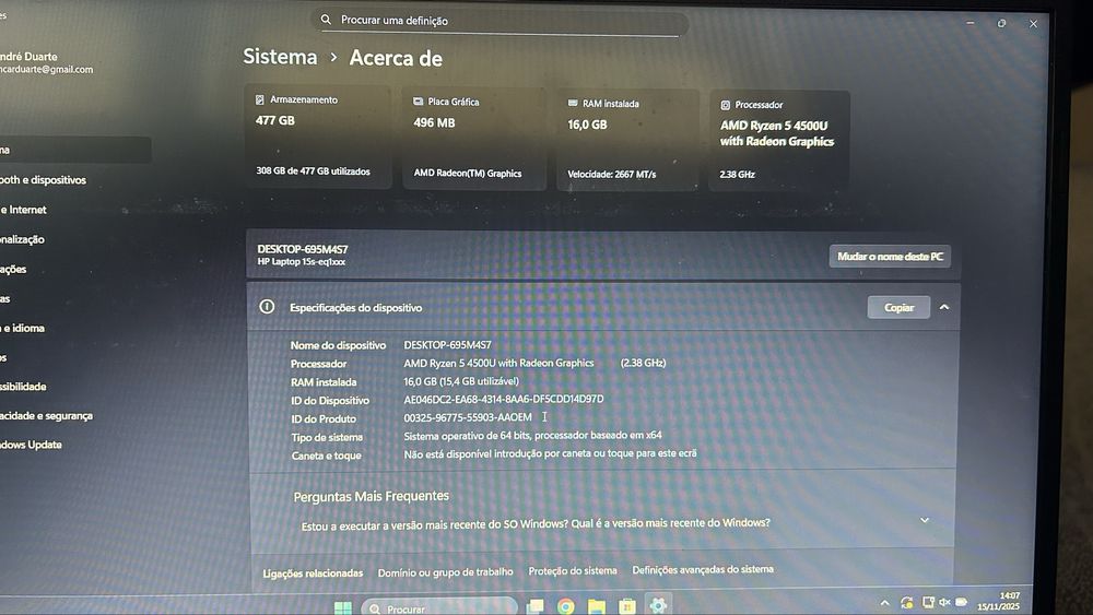 Vendo Laptop HP 15s-eq1xxx