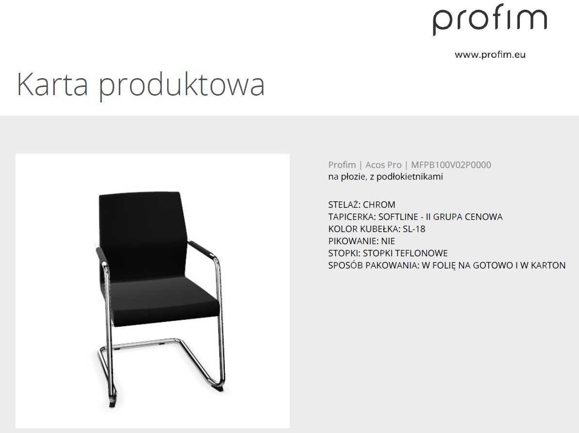 Krzesło konferencyjne Profim Acos pro 30V nowe fotel gabinet biuro dom