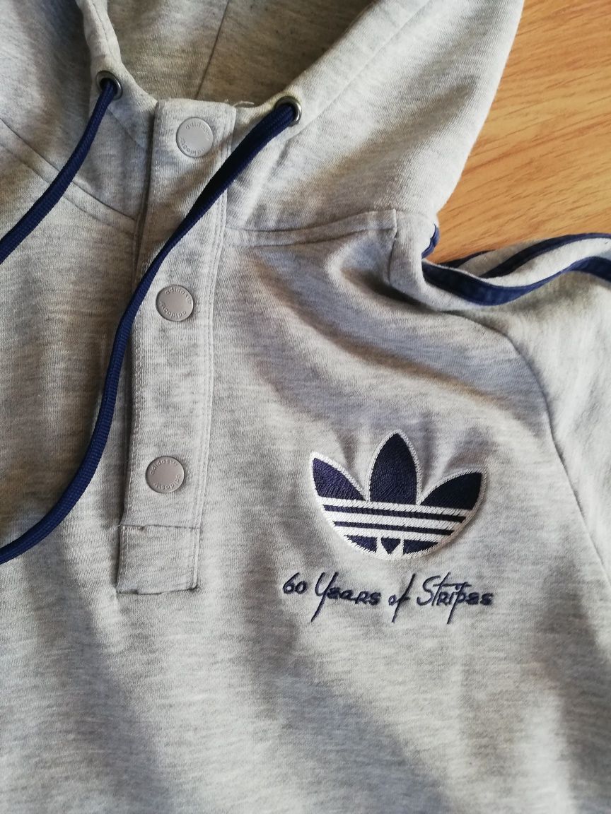 Bluza męska Adidas r. S szara wkładana z kapturem