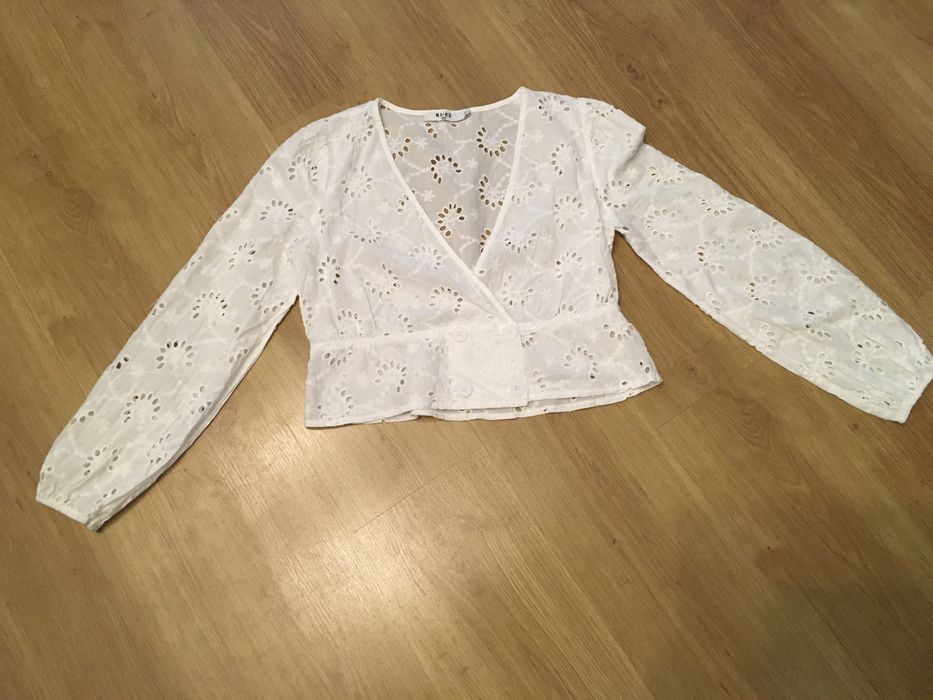 Ażurowa biała bawelna 100% bluzeczka damska na lato 38/M