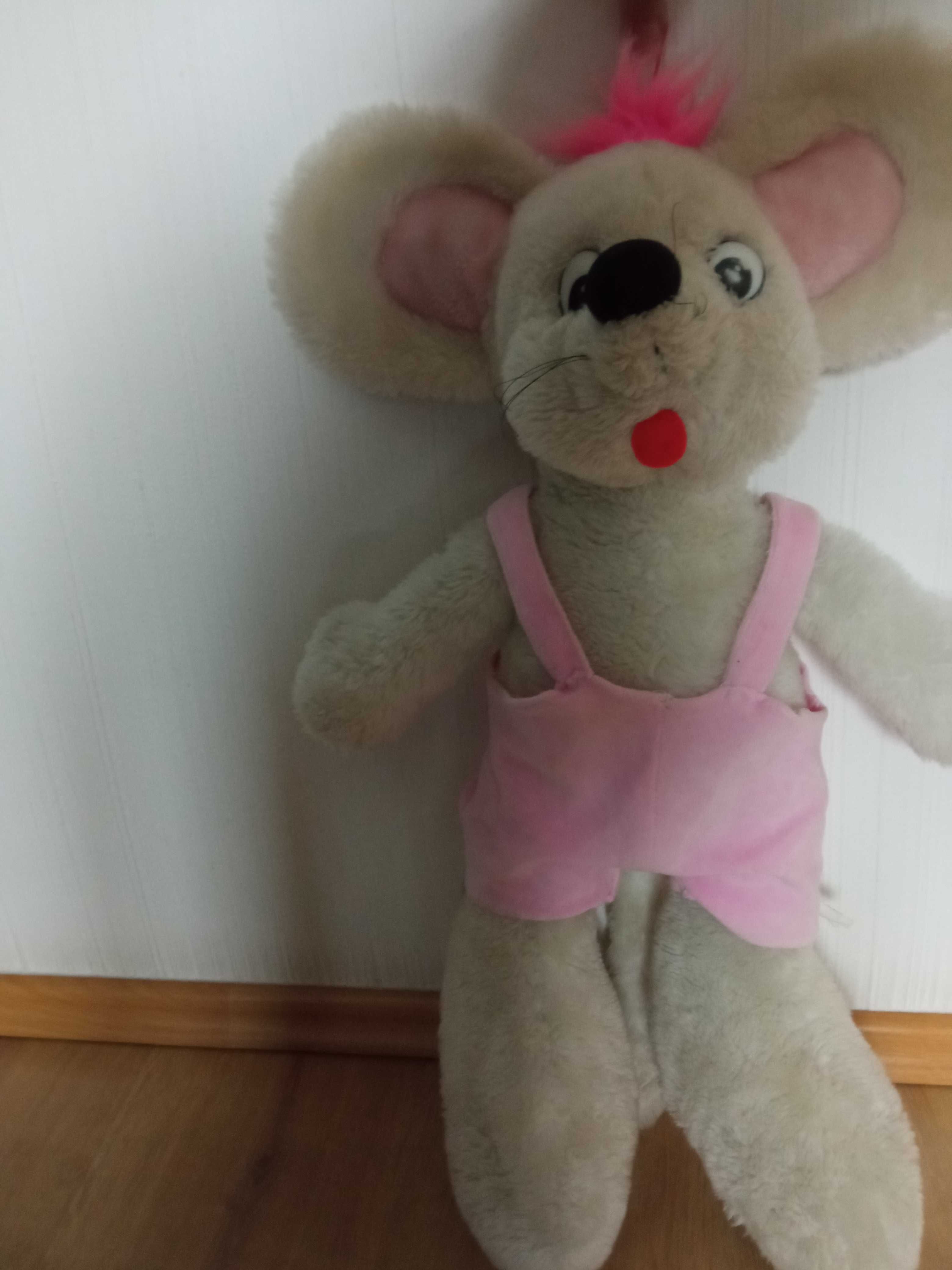 Pluszak 60 cm biała mysz myszka w różowych spodenkach