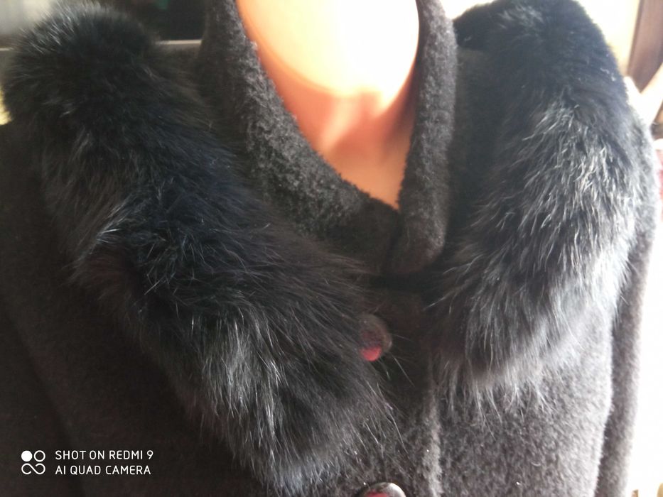 Obszycie kaptura płaszcza kołnierz szal 100% lis naturalny 95cm czarny