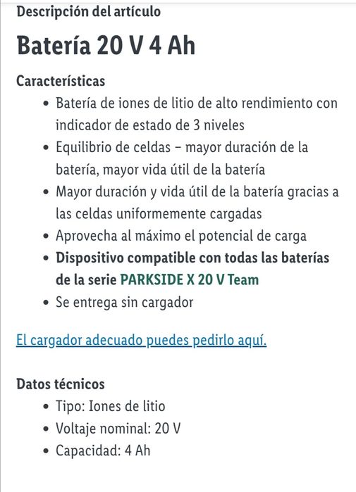 Baterias Parkside 20V 4Ah novas