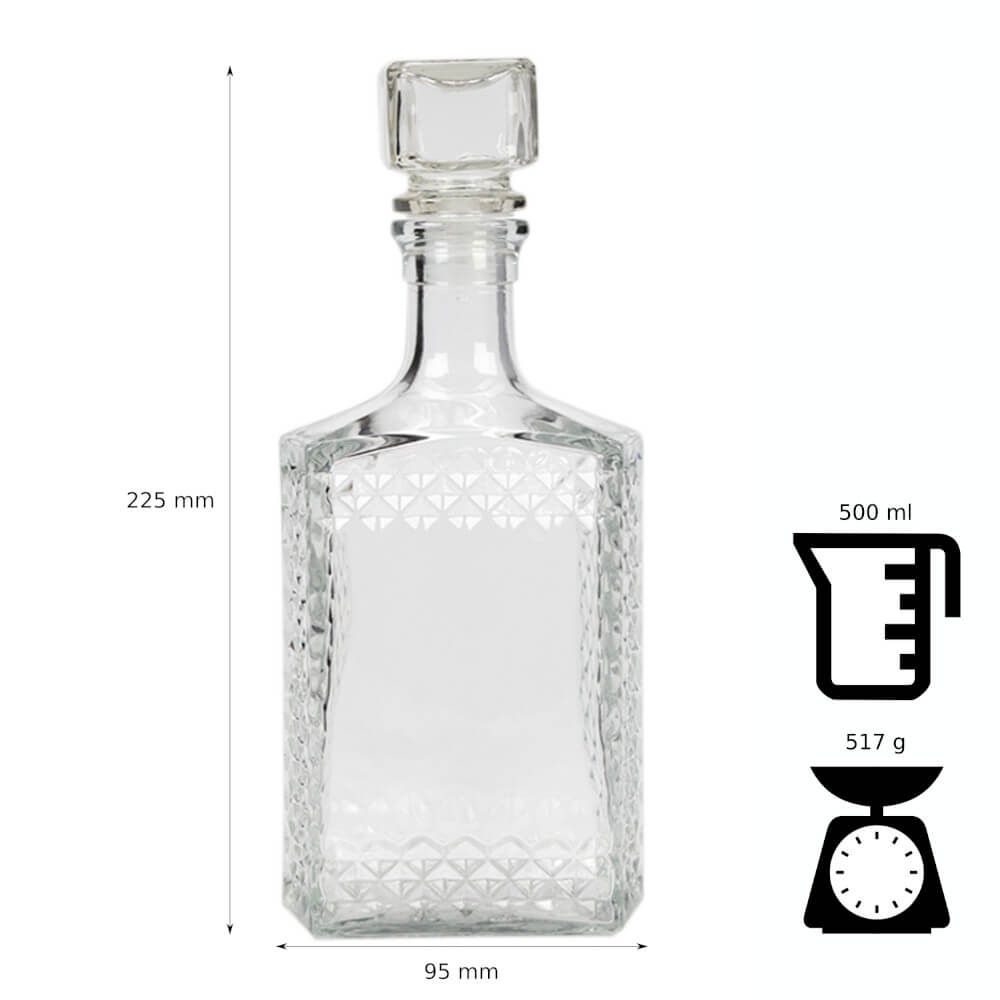 Butelka karafka 500 ml z korkiem szklanym + grawer